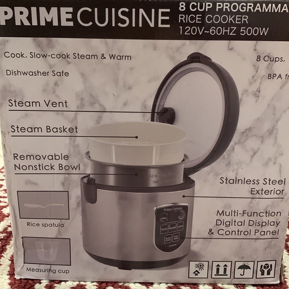 8 cups programmable rice cooker with steamer basket. - Picture 3 of 5